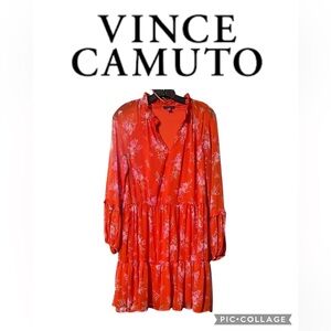 Vince Camuto Orange and Pink Long Sleeve Sundress